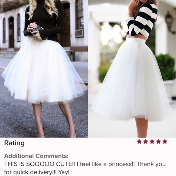 LAST 1๐ธ tulle midi full skirt tutu white - Picture 3 of 6